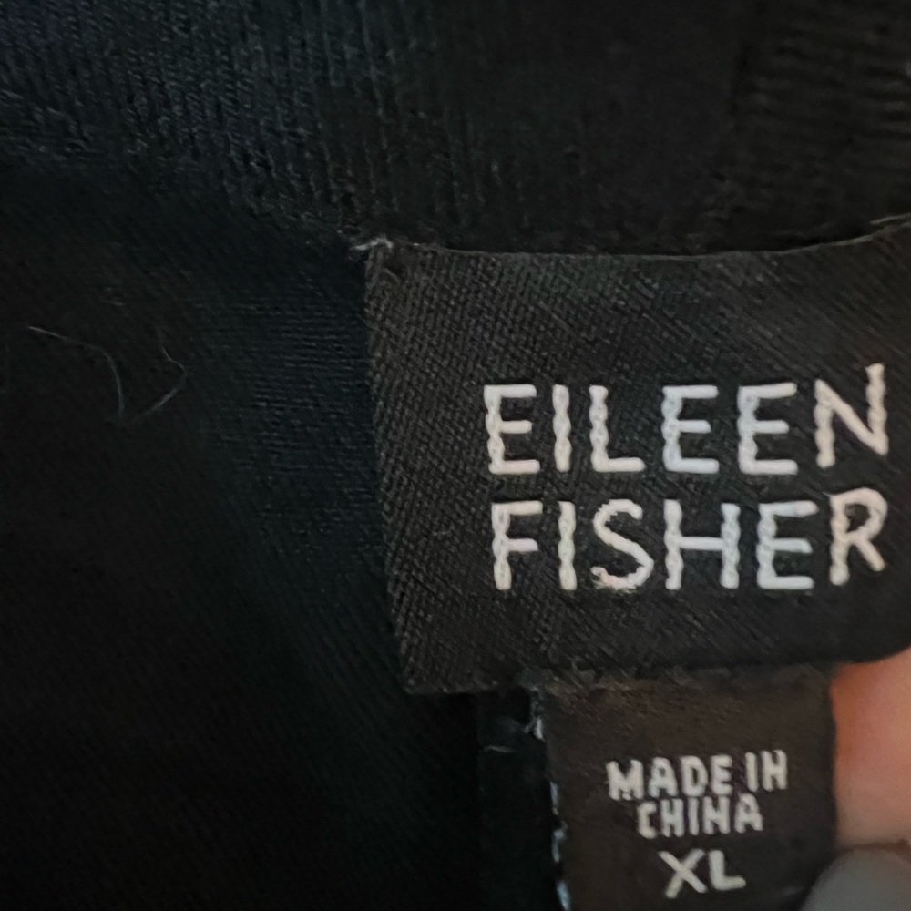 Eileen Fisher Black Linen Sleeveless Tiered Midi Dress - Picture 6 of 8